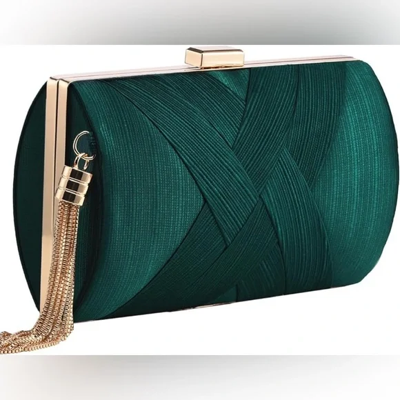Womens Elegant Tassel Evening Clutch Cross Body & Purse Bag Wedding & Party - Picture 1 of 4